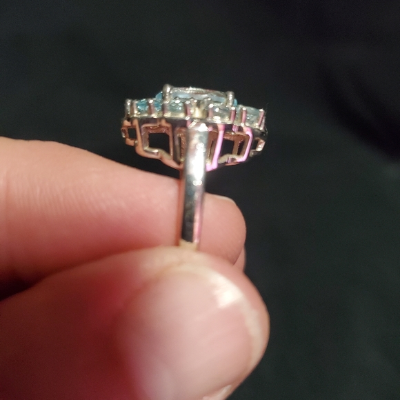 5.88 Carat Oval Blue Topaz Cocktail Ring - Picture 3 of 5